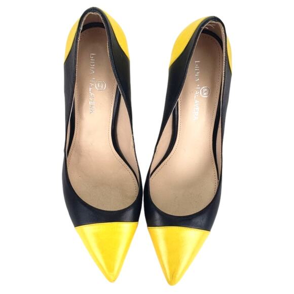 LYDIA TALAVERA THE SAVANNAH PUMP IN YELLOW & BLACK LEATHER WOMENS SIZE 8 NO BOX - Picture 3 of 8